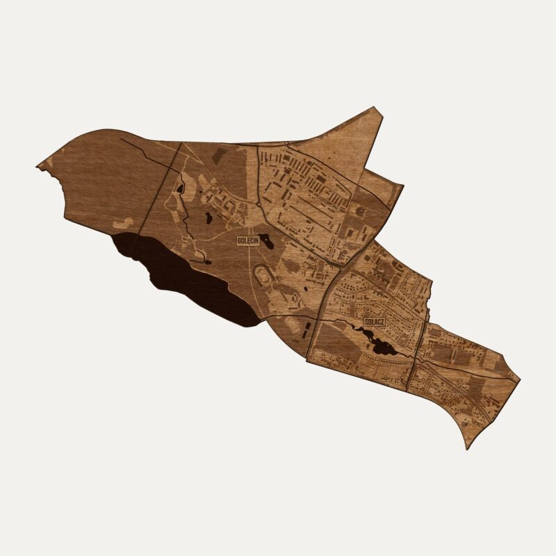 Sołacz (Poznań) - drewniana mapa dzielnicy na ścianę