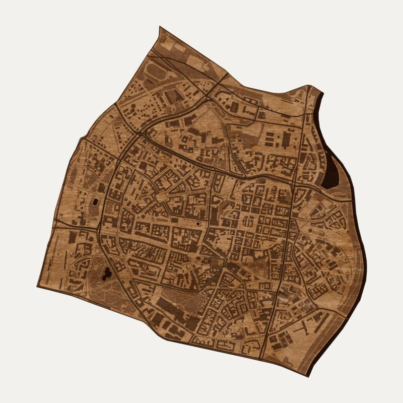 Stare Miasto (Poznań) - drewniana mapa dzielnicy na ścianę