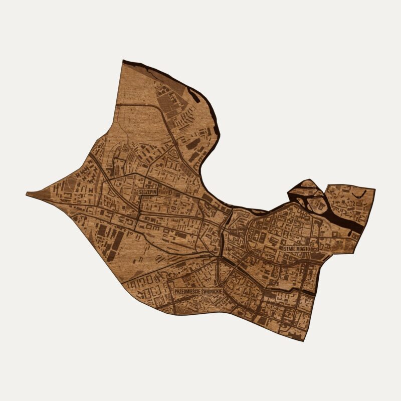 Stare Miasto (Wrocław) - drewniana mapa dzielnicy na ścianę