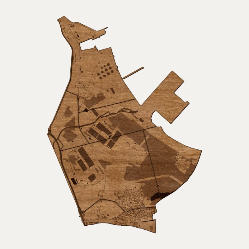 Stogi (Gdańsk) - drewniana mapa dzielnicy na ścianę