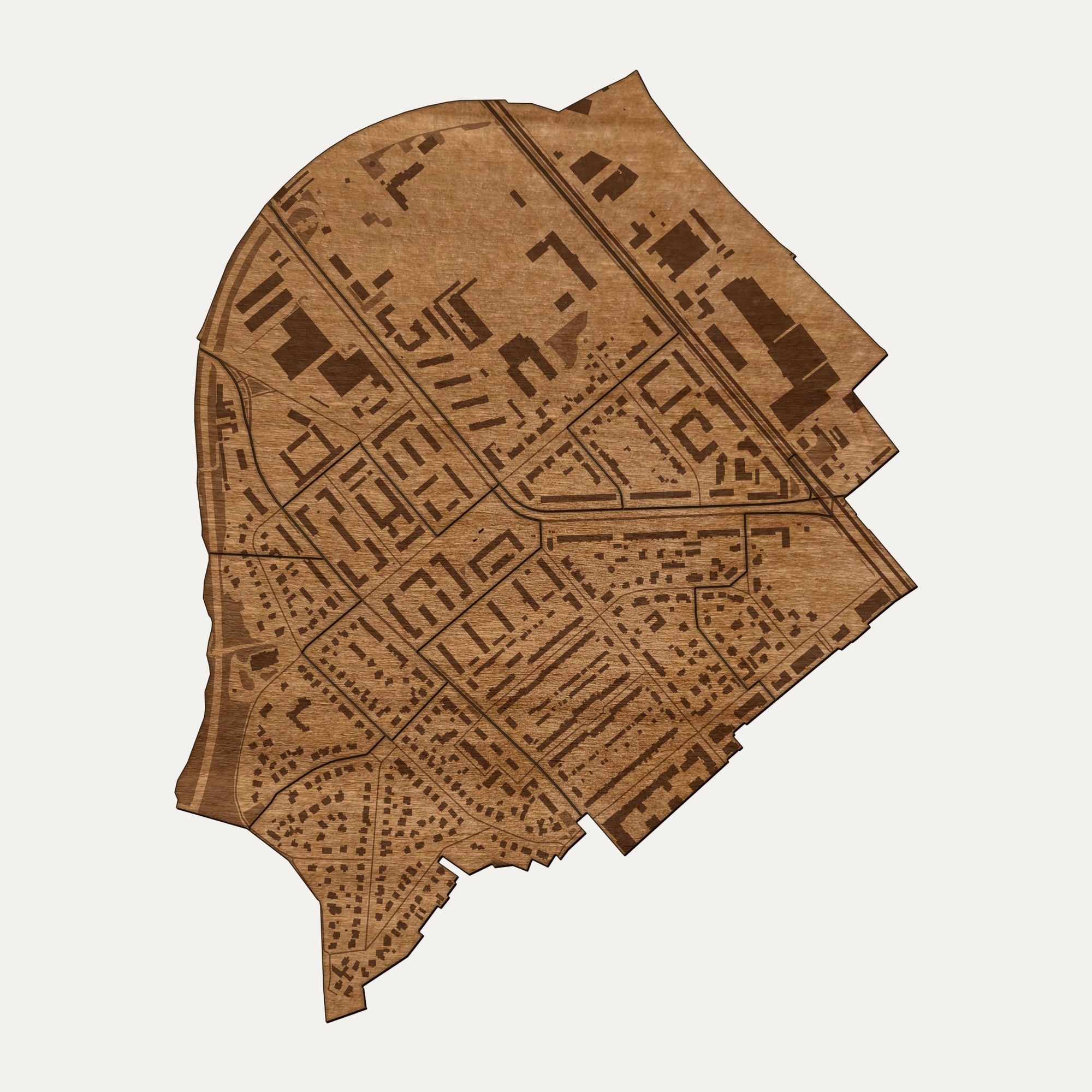 Strzyża (Gdańsk) - drewniana mapa dzielnicy na ścianę