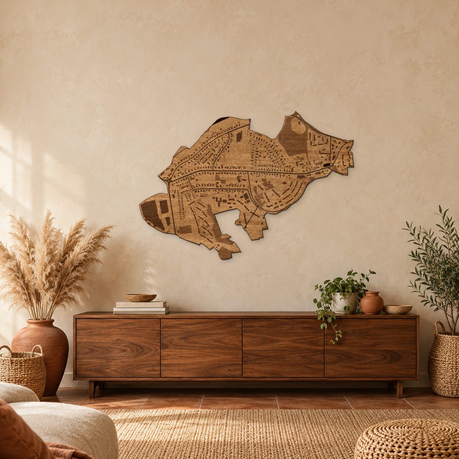 Suchanino (Gdańsk) - mapa na ścianę w rozmiarze L (100 cm) nad komodą