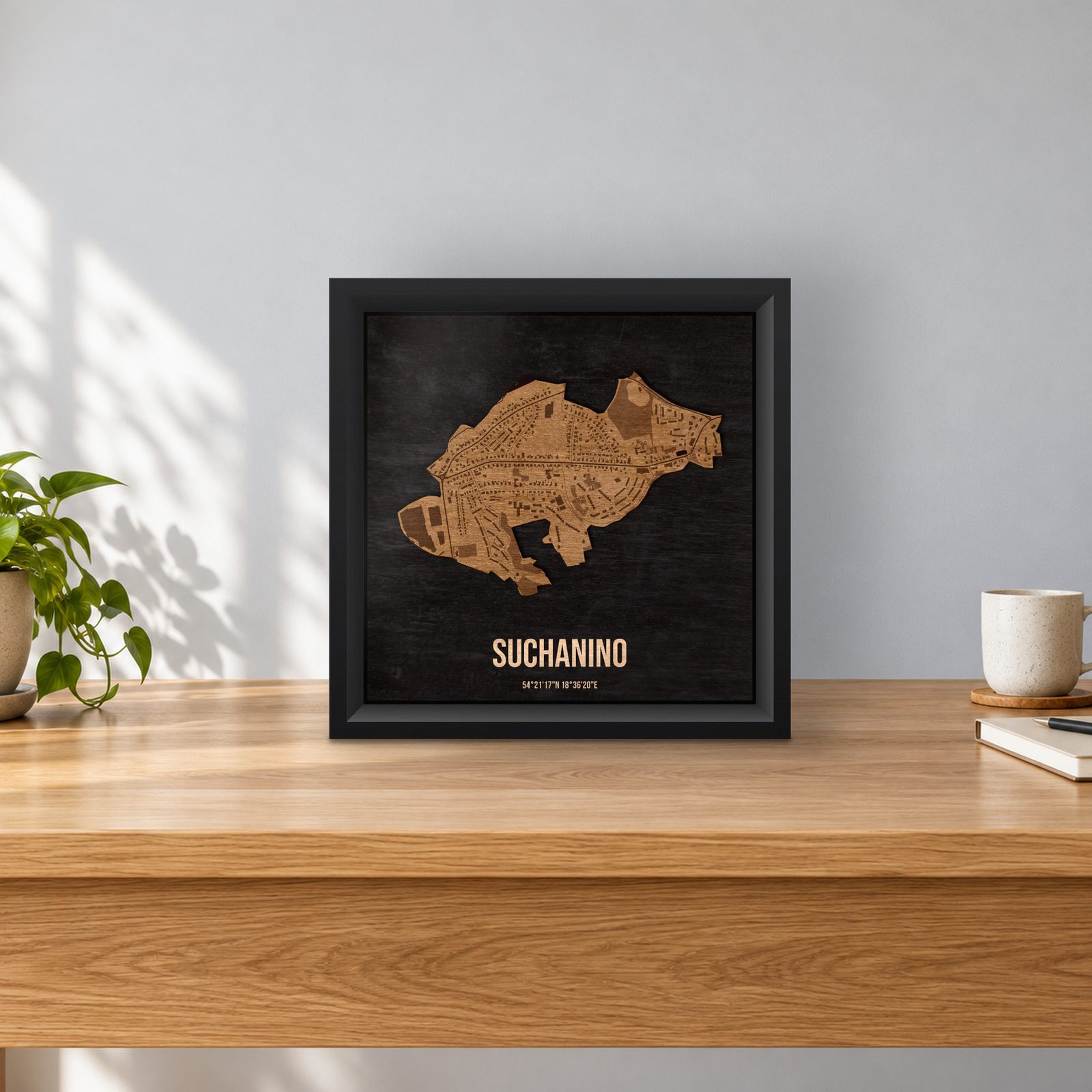 Suchanino (Gdańsk) - ramka cieniowa 25 × 25 cm na stoliku