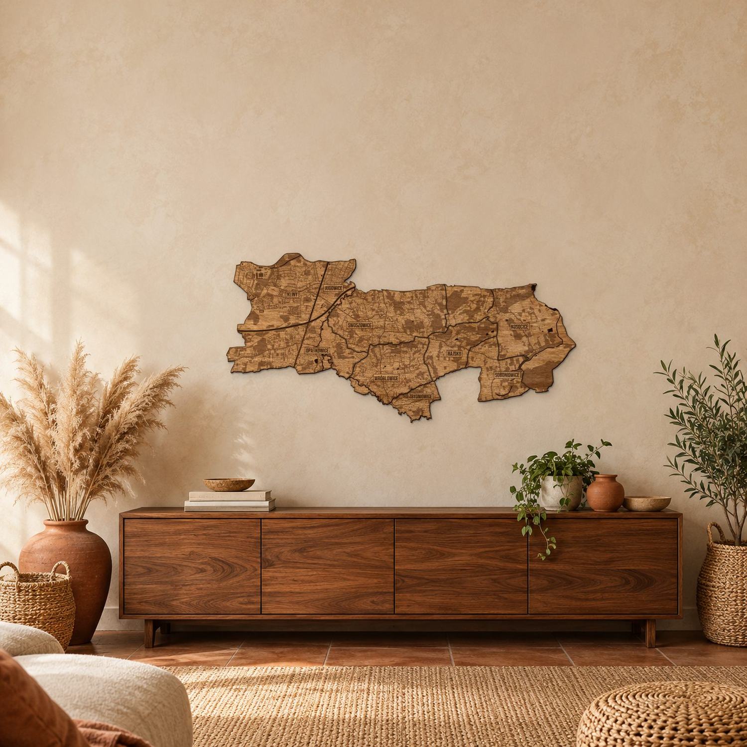 Swoszowice (Kraków) - mapa na ścianę w rozmiarze L (100 cm) nad komodą