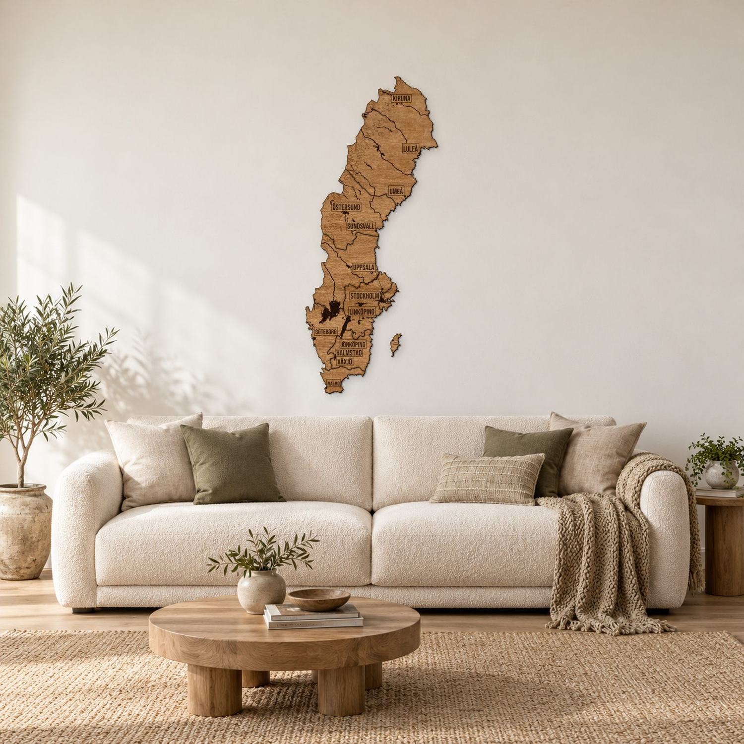 Szwecja - mapa na ścianę w rozmiarze L (100 cm) nad komodą