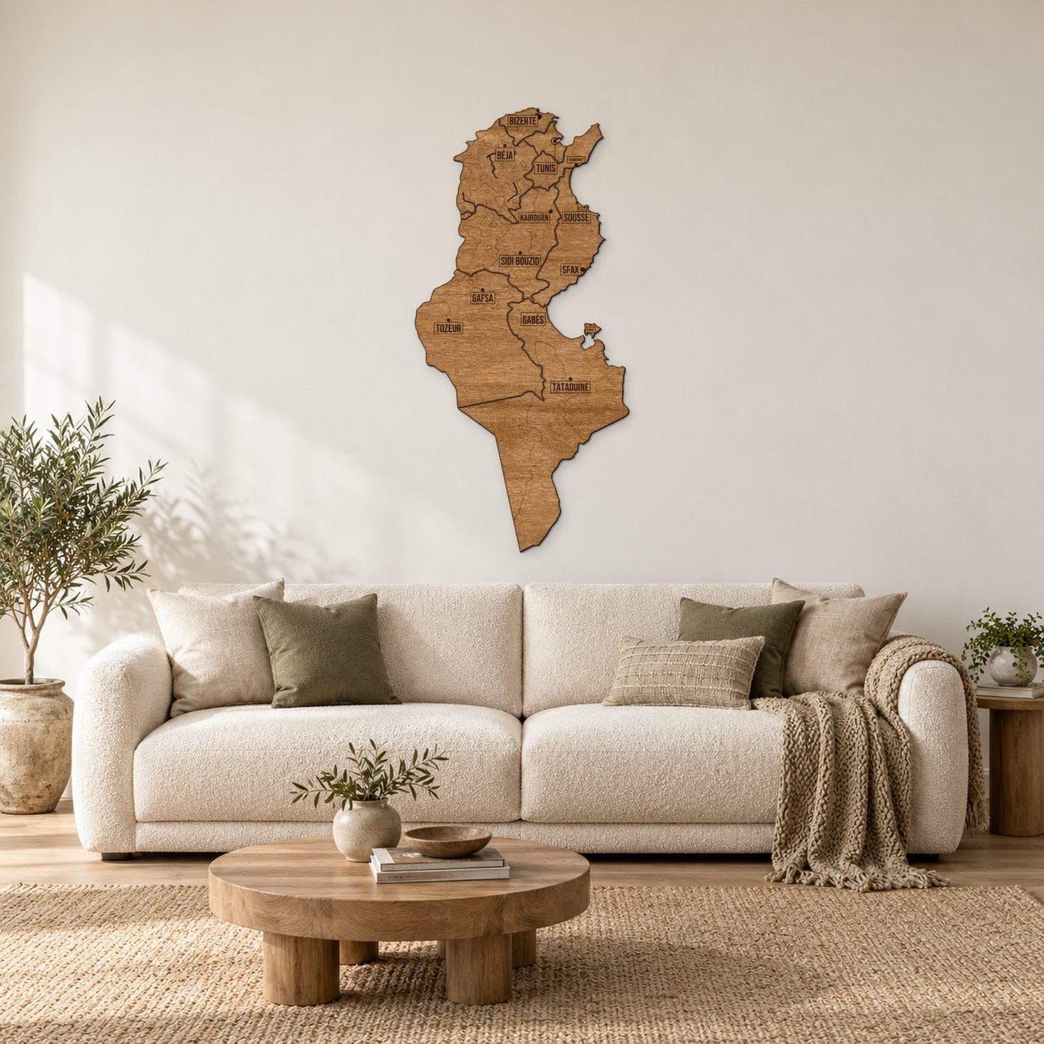 Tunezja - mapa na ścianę w rozmiarze L (100 cm) nad komodą