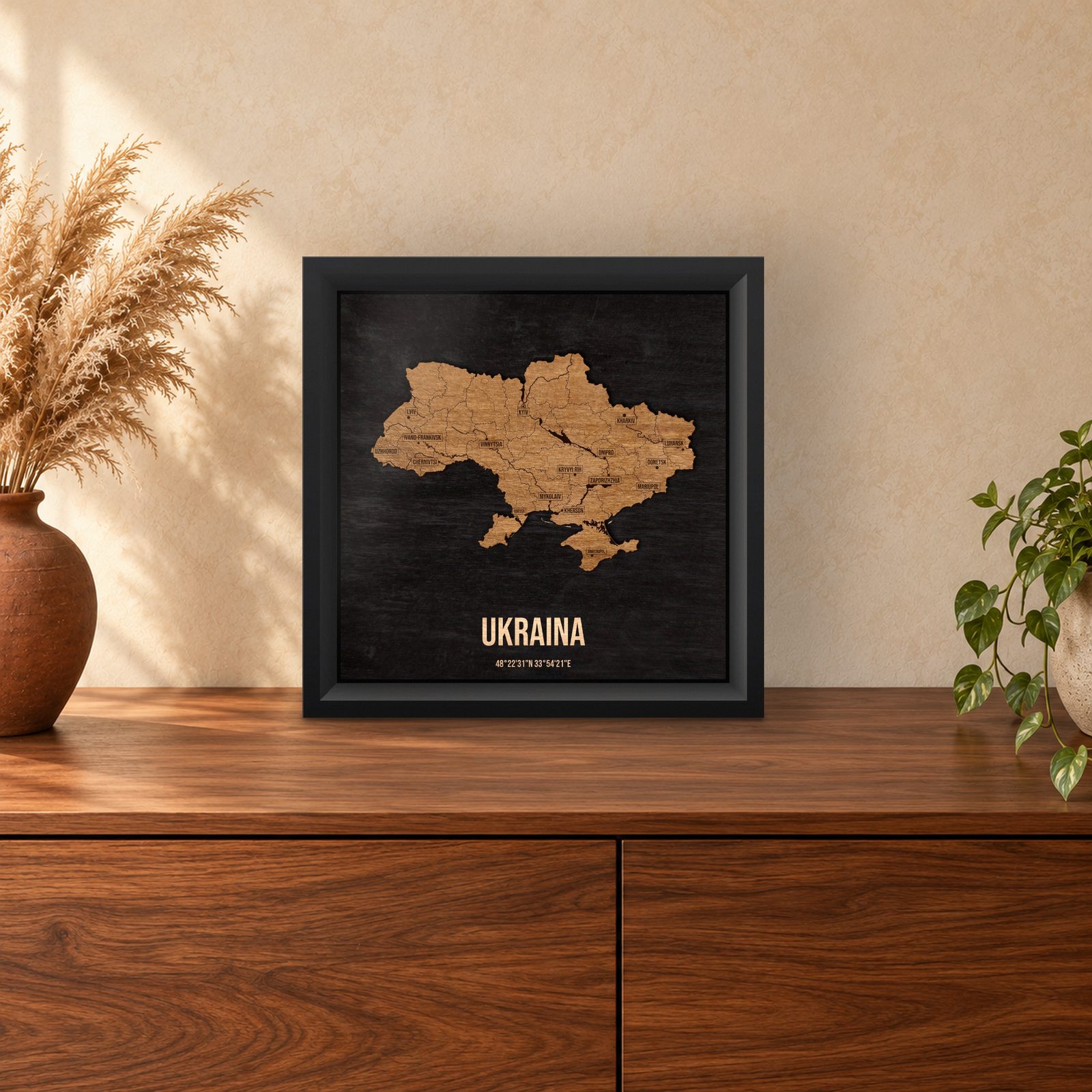 Ukraina - ramka cieniowa 25 × 25 cm na stoliku
