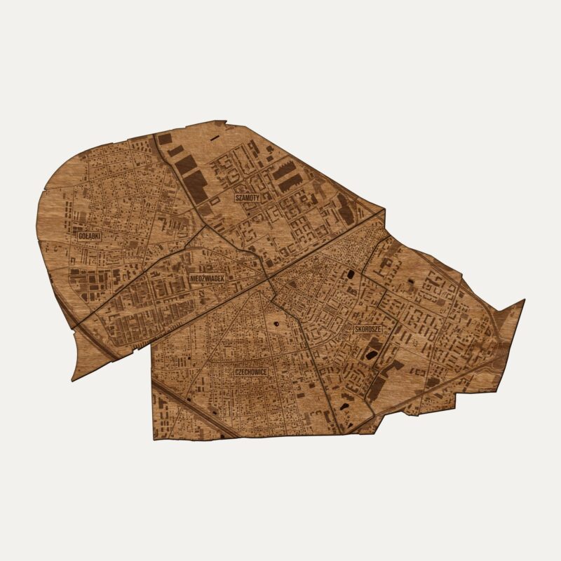 Ursus (Warszawa) - drewniana mapa dzielnicy na ścianę