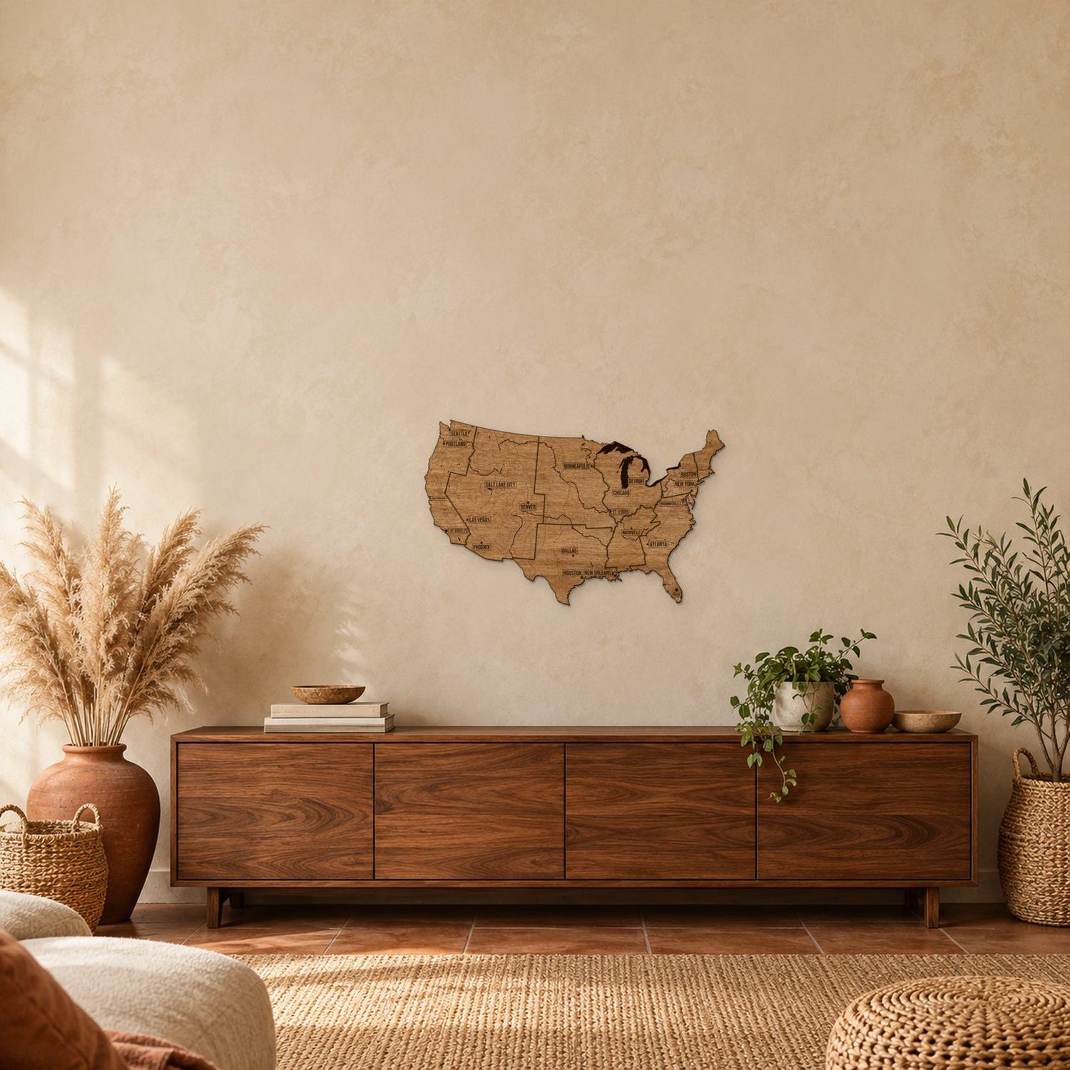 USA - mapa na ścianę w rozmiarze M (60 cm) we wnętrzu