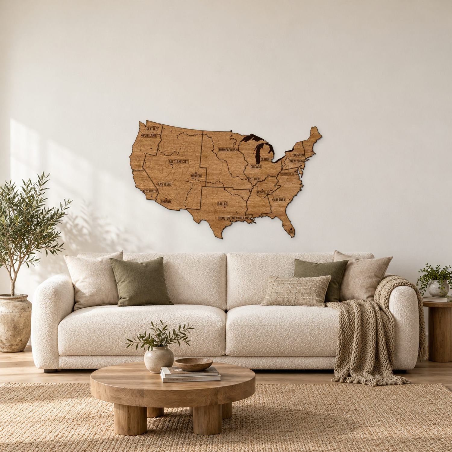 USA - mapa na ścianę w rozmiarze L (100 cm) nad komodą