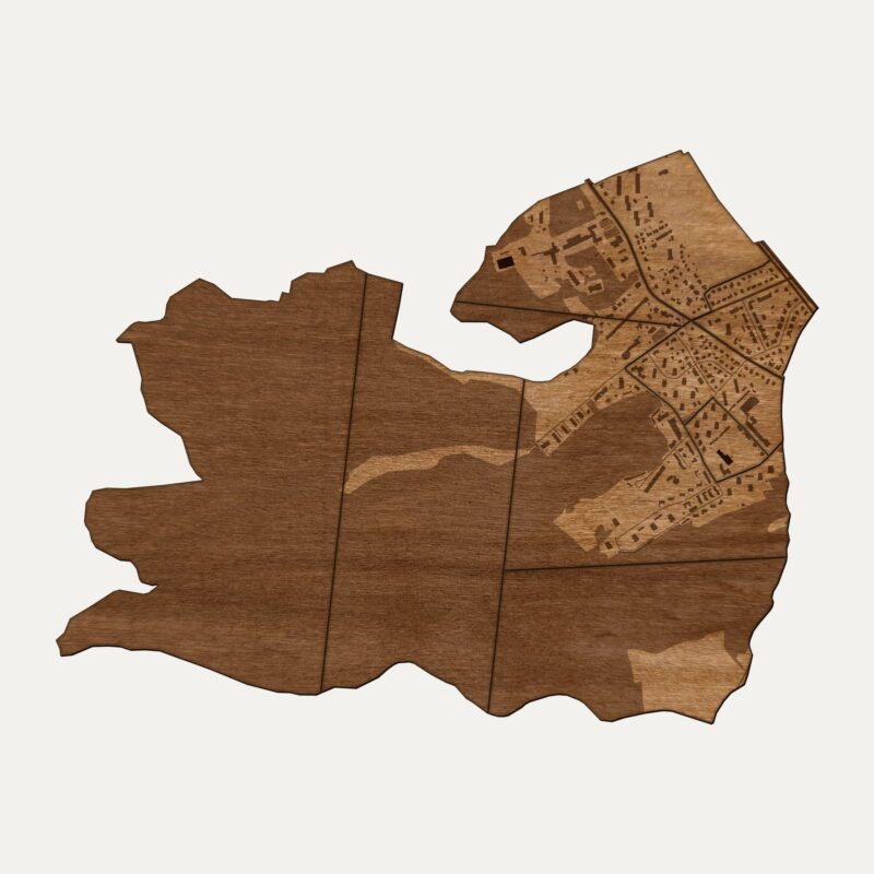 VII Dwór (Gdańsk) - drewniana mapa dzielnicy na ścianę