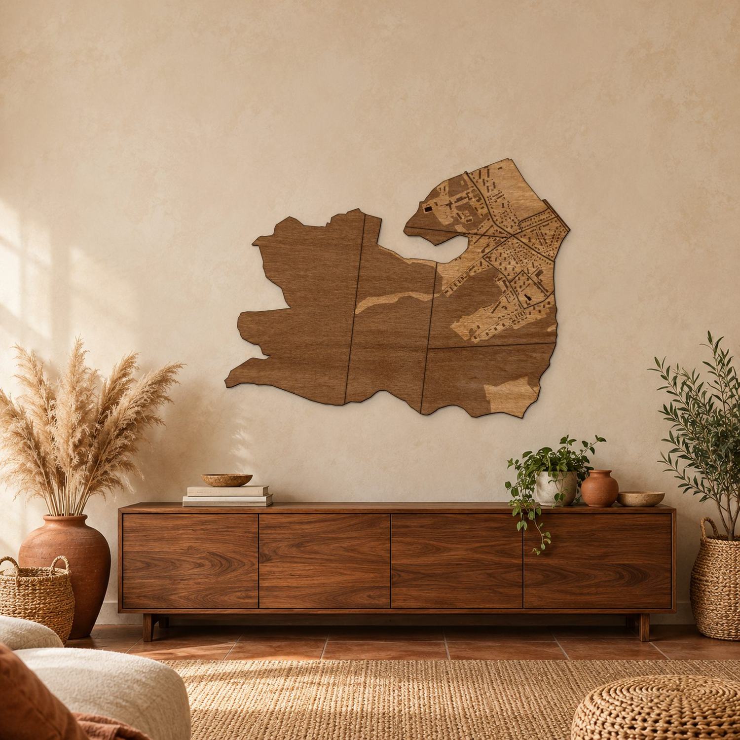 VII Dwór (Gdańsk) - mapa na ścianę w rozmiarze L (100 cm) nad komodą