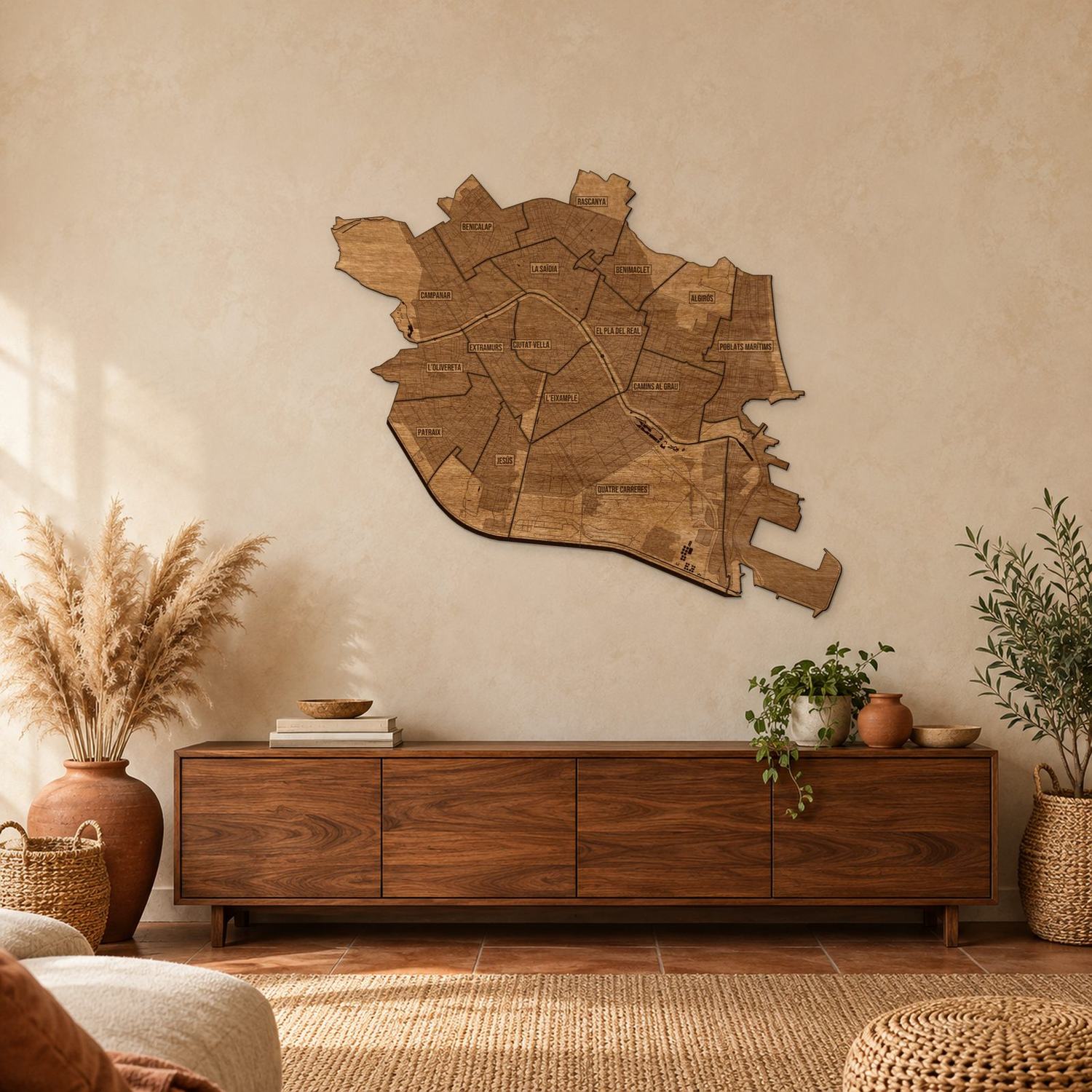 Walencja - mapa na ścianę w rozmiarze L (100 cm) nad komodą