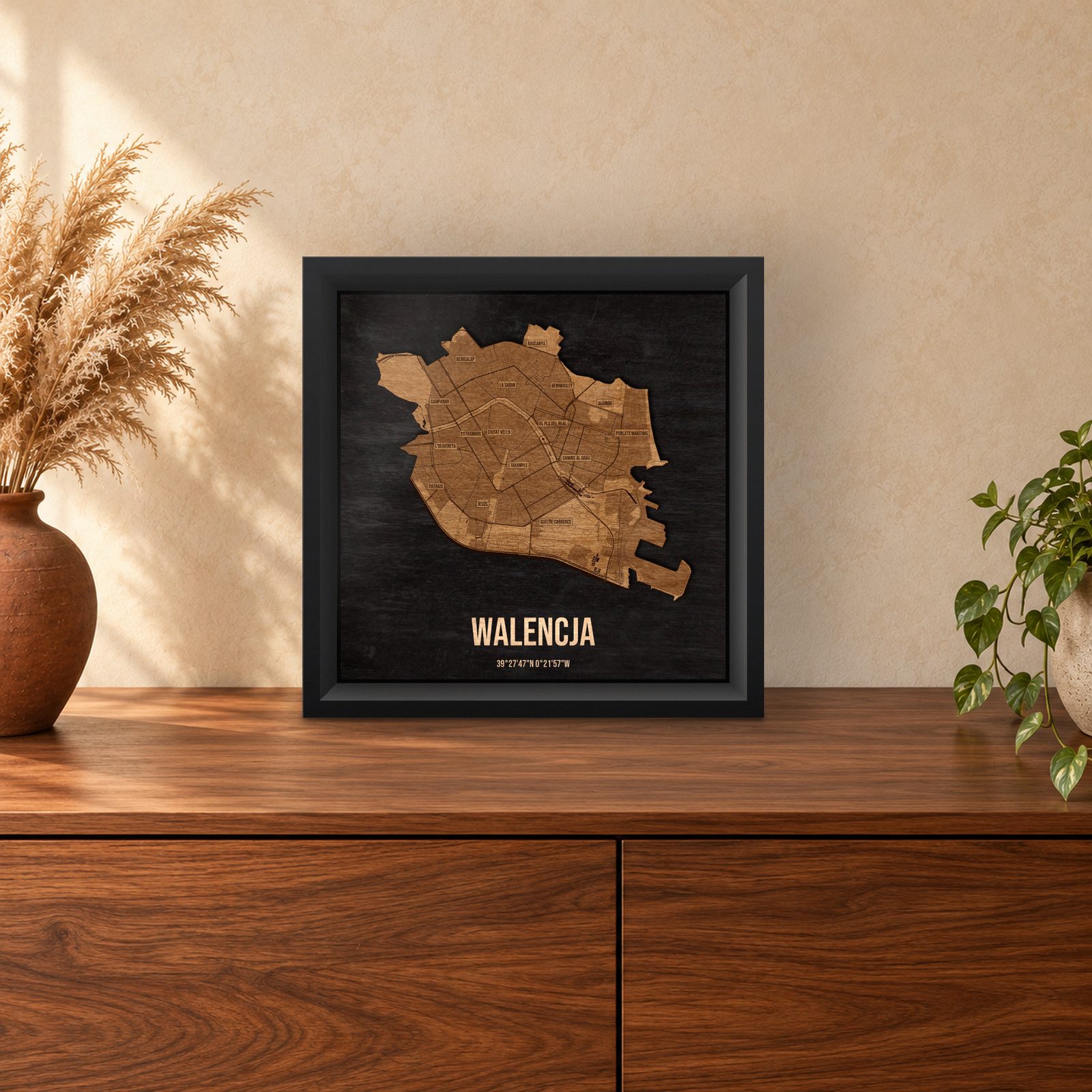 Walencja - ramka cieniowa 25 × 25 cm we wnętrzu