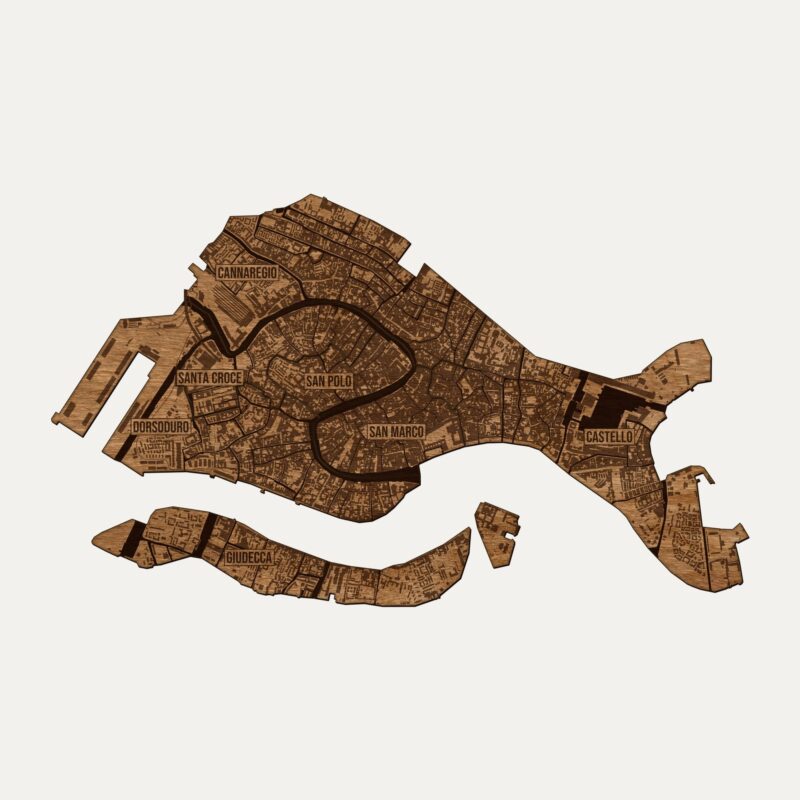 Wenecja - drewniana mapa miasta na ścianę