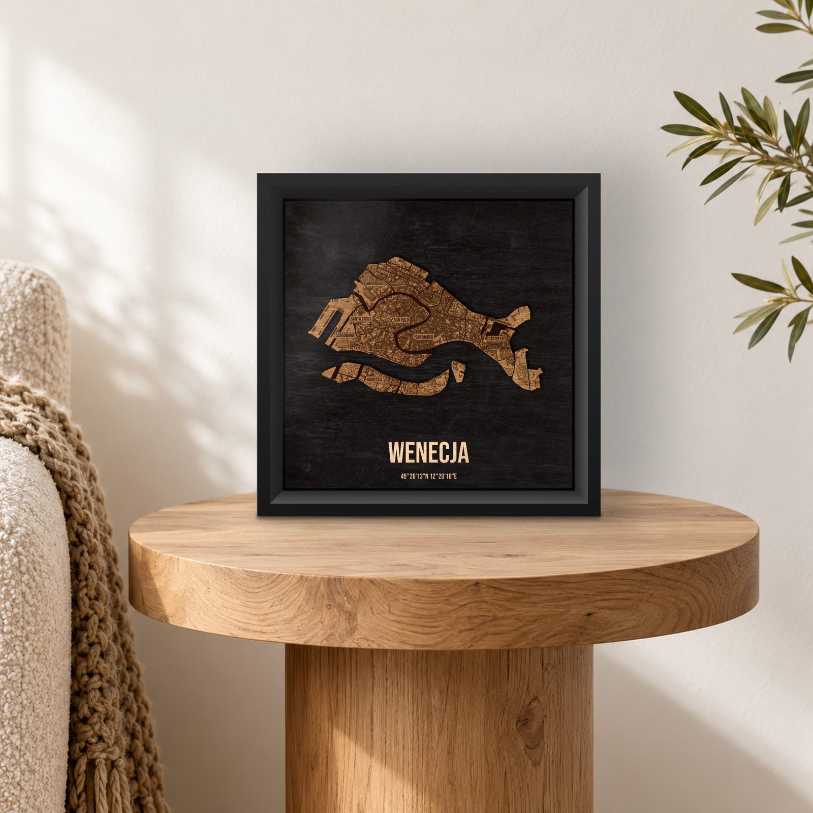 Wenecja - ramka cieniowa 25 × 25 cm na stoliku