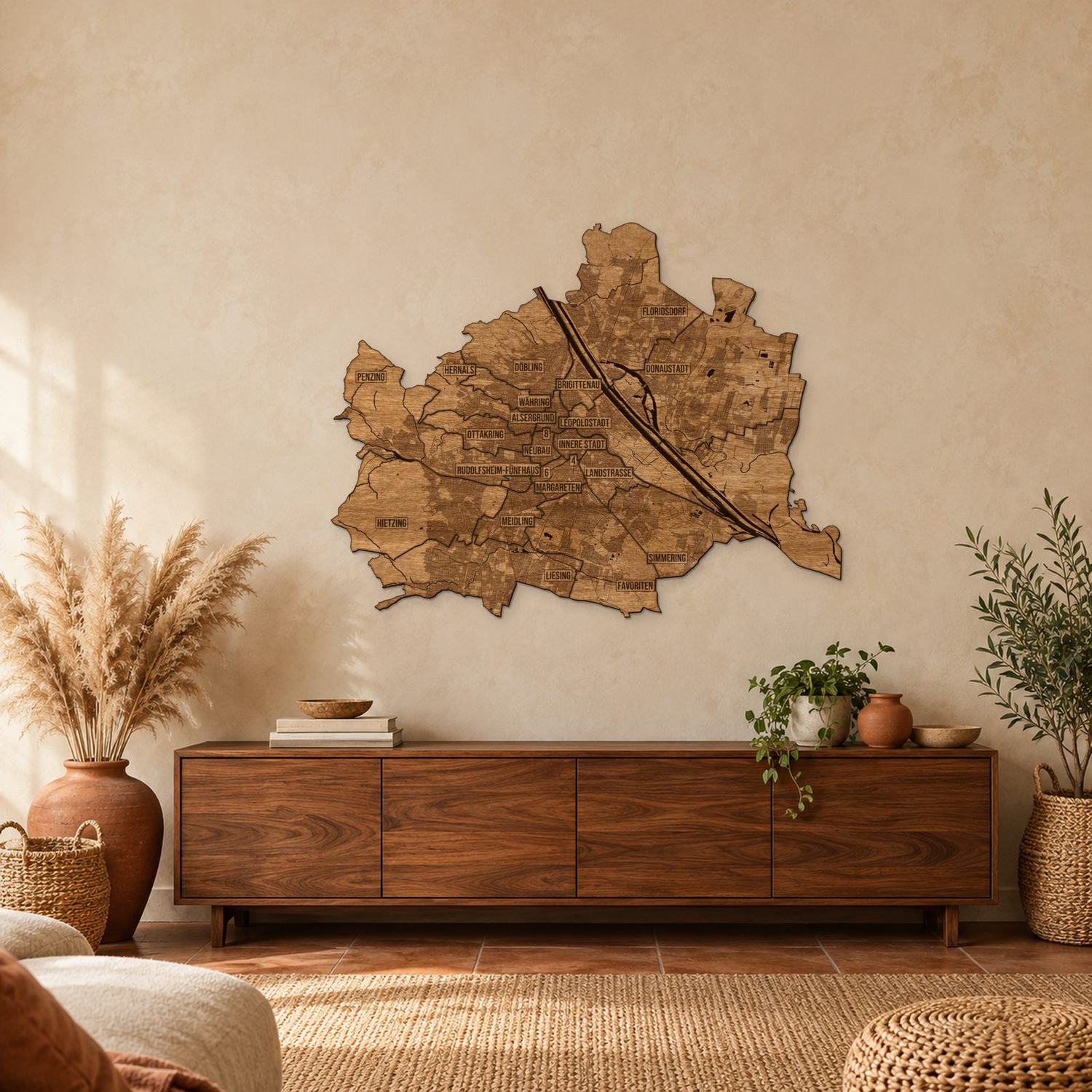 Wiedeń - mapa na ścianę w rozmiarze L (100 cm) nad komodą