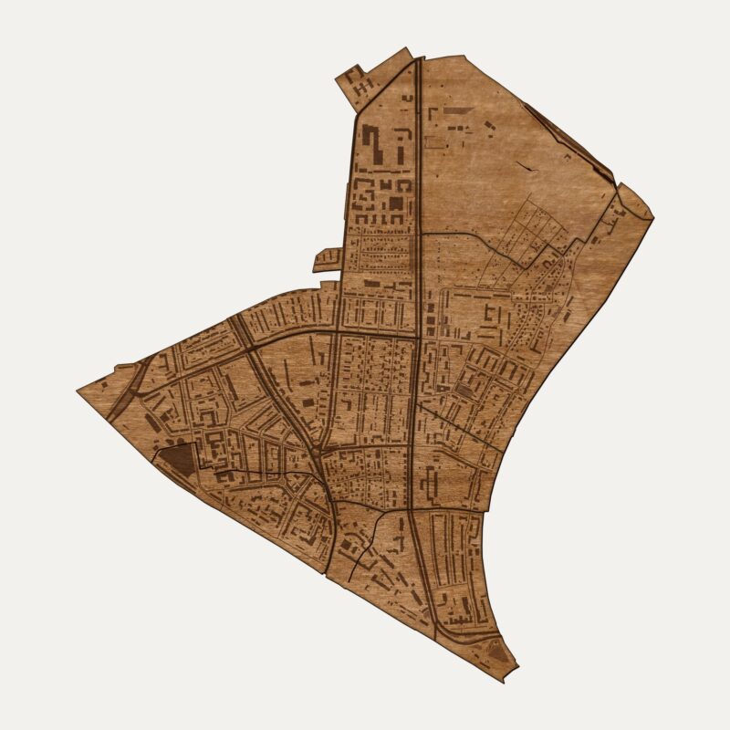 Wrzeszcz Dolny (Gdańsk) - drewniana mapa dzielnicy na ścianę