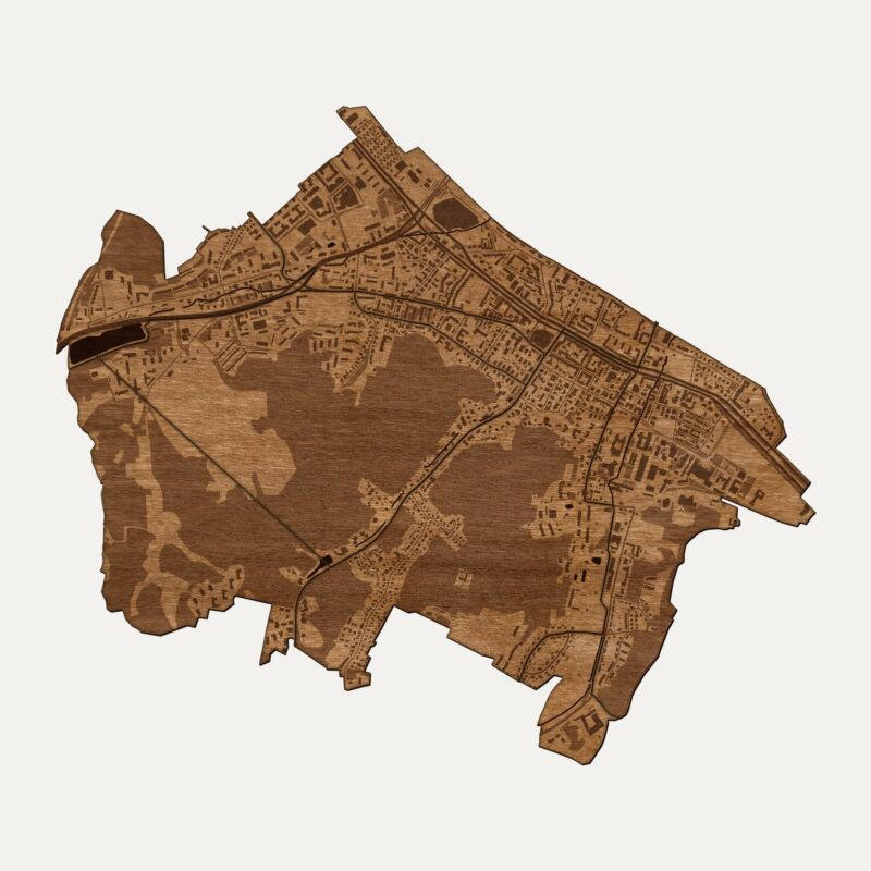 Wrzeszcz Górny (Gdańsk) - drewniana mapa dzielnicy na ścianę