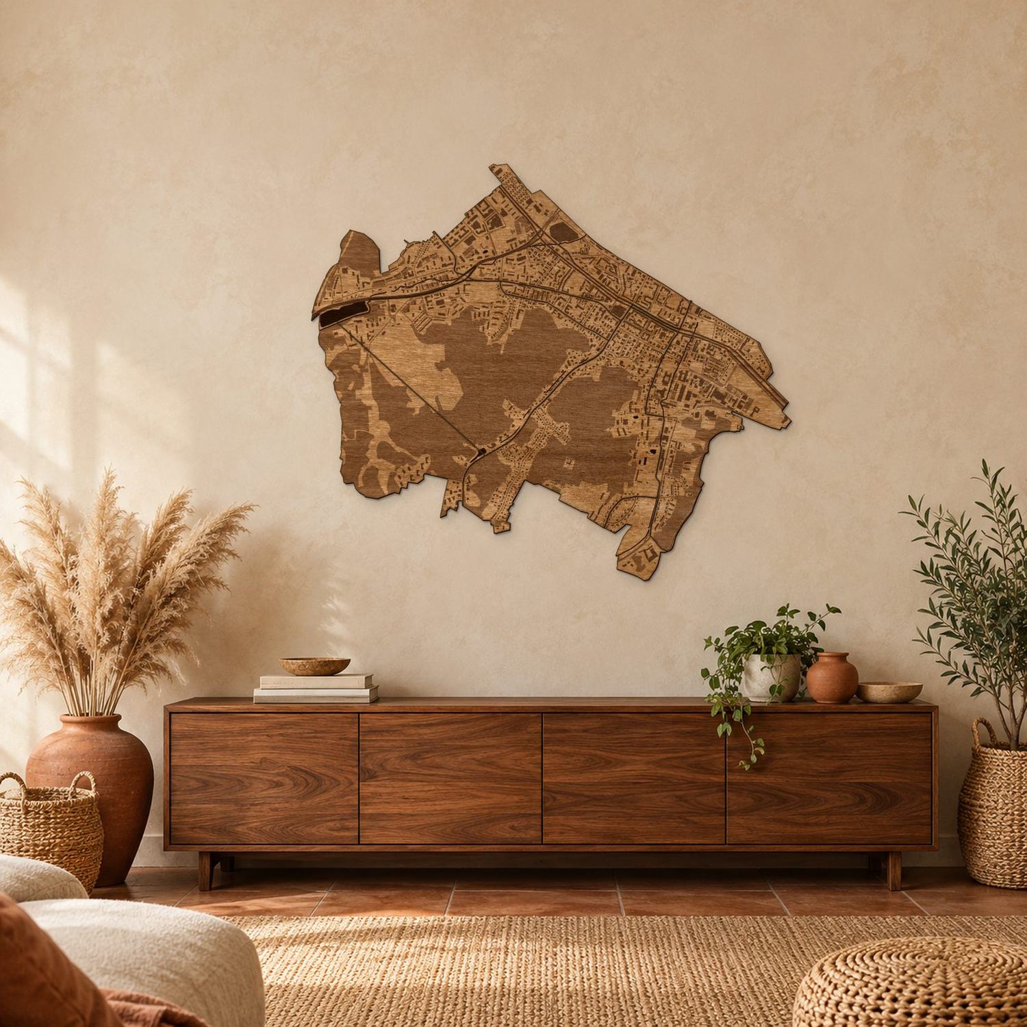 Wrzeszcz Górny (Gdańsk) - mapa na ścianę w rozmiarze L (100 cm) nad komodą