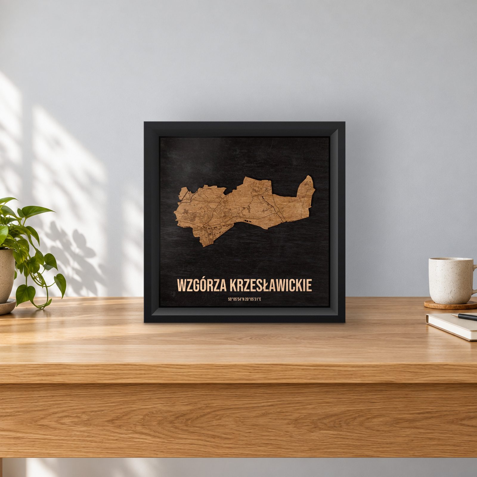 Wzgórza Krzesławickie (Kraków) - ramka cieniowa 25 × 25 cm na stoliku