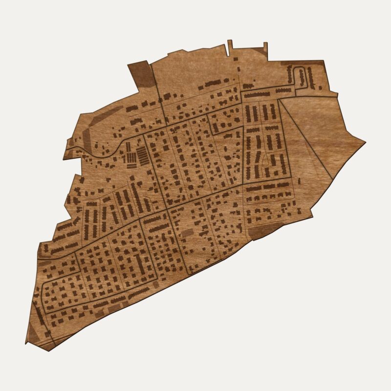 Wzgórze Mickiewicza (Gdańsk) - drewniana mapa dzielnicy na ścianę