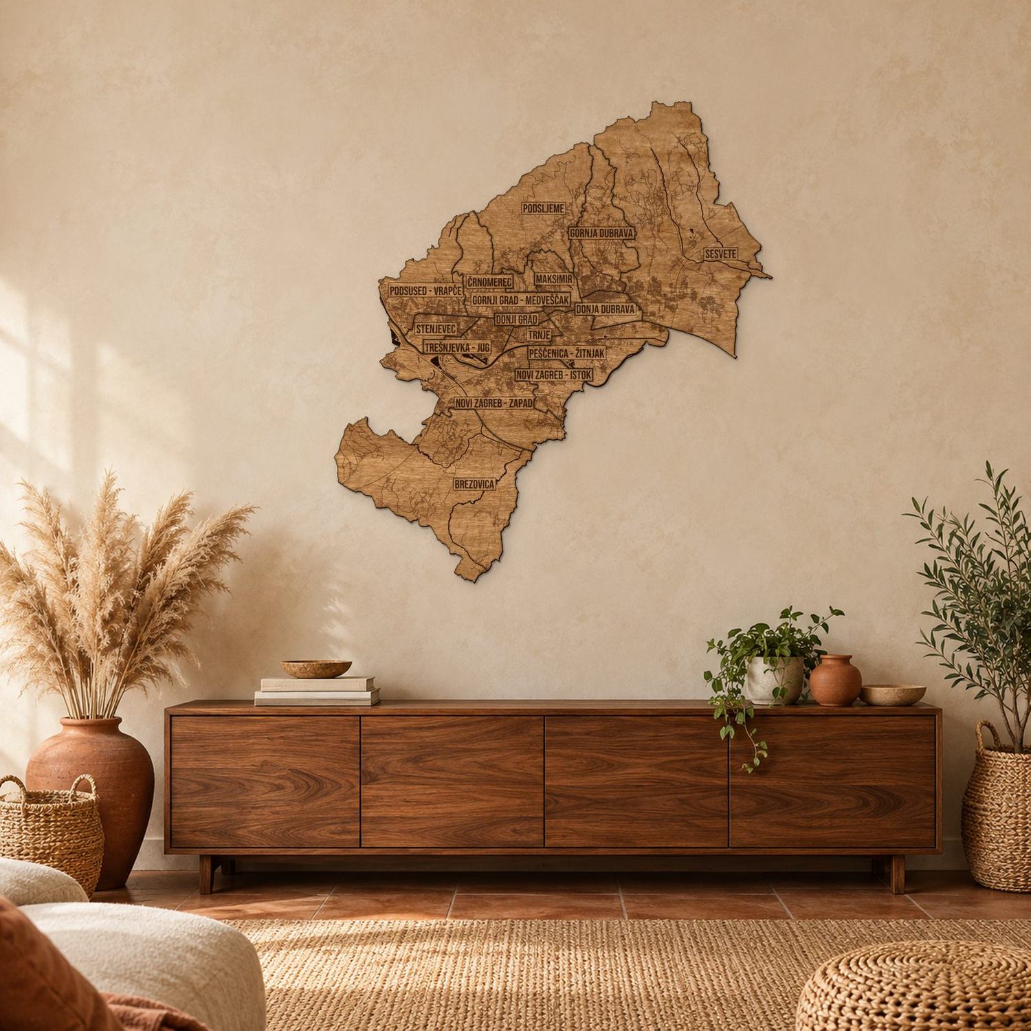 Zagrzeb - mapa na ścianę w rozmiarze L (100 cm) nad komodą