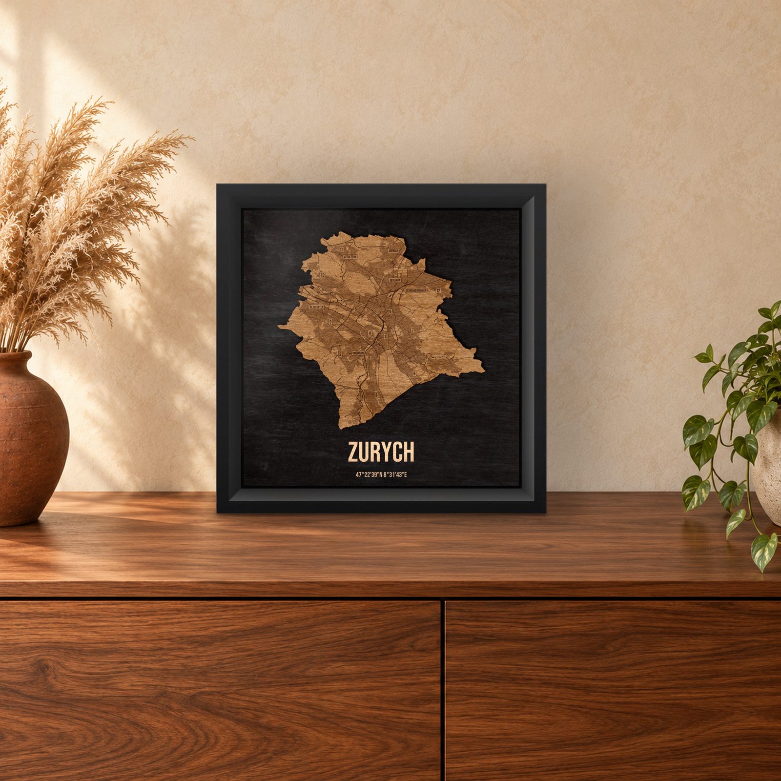 Zurych - ramka cieniowa 25 × 25 cm we wnętrzu