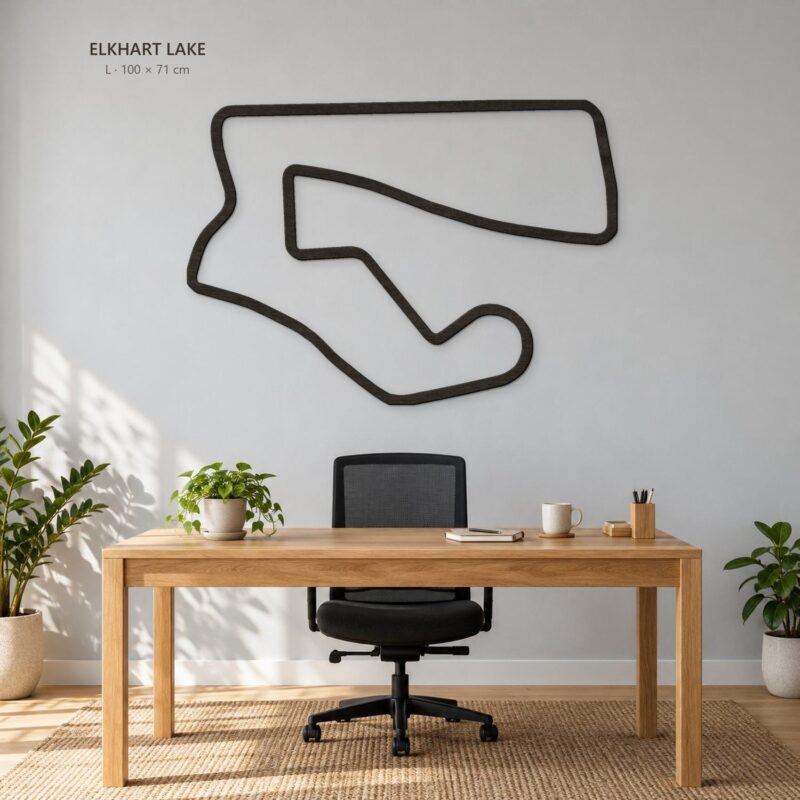 Elkhart Lake - drewniana mapa toru na ścianę