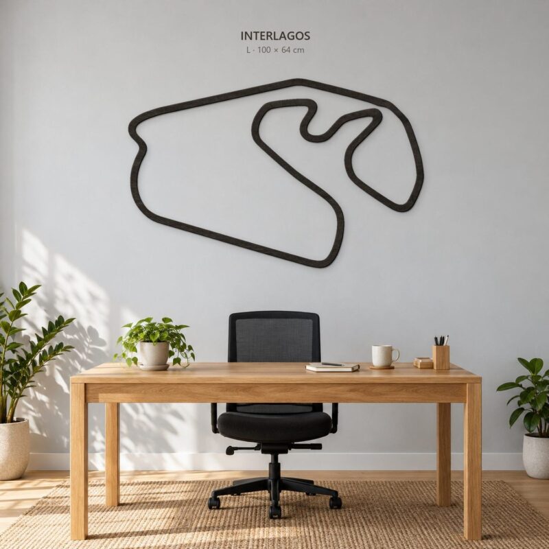 Interlagos - drewniana mapa toru na ścianę