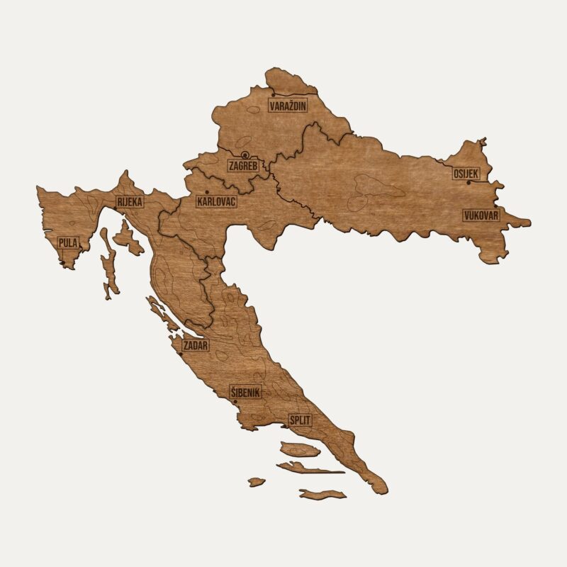 Chorwacja - drewniana mapa kraju na ścianę