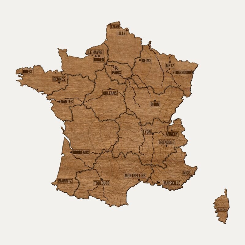 Francja - drewniana mapa kraju na ścianę
