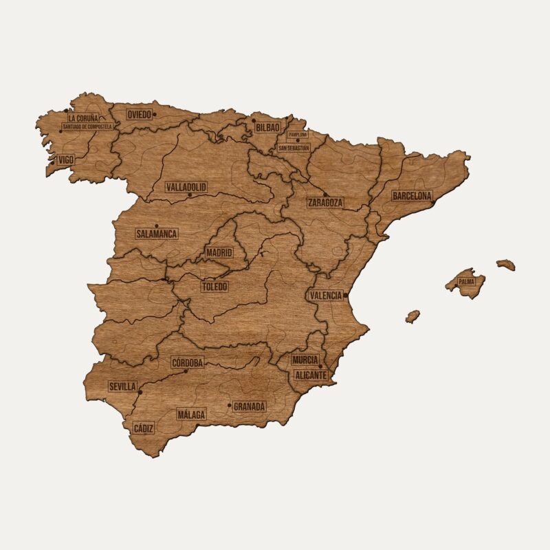Hiszpania - drewniana mapa kraju na ścianę
