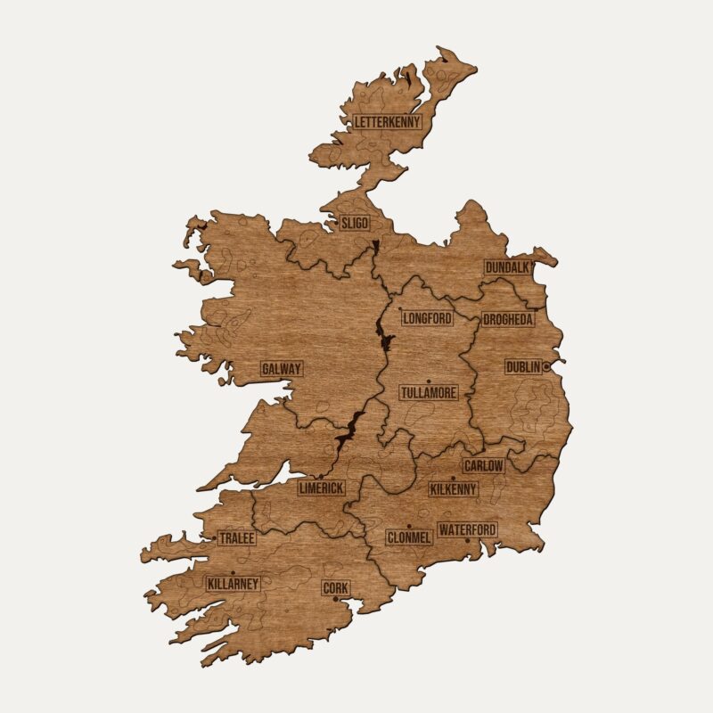 Irlandia - drewniana mapa kraju na ścianę