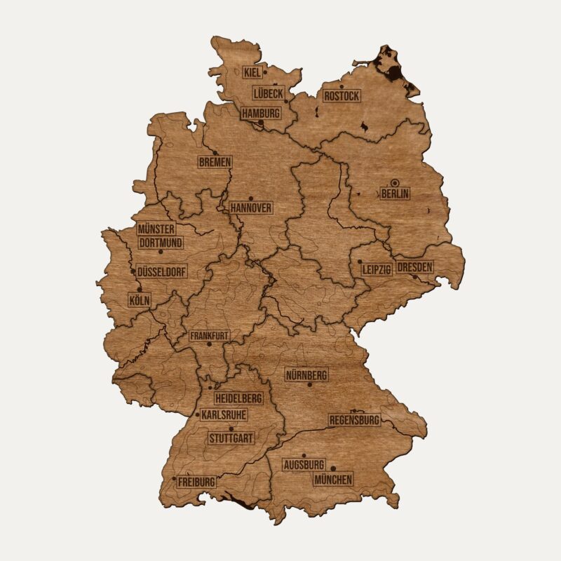 Niemcy - drewniana mapa kraju na ścianę