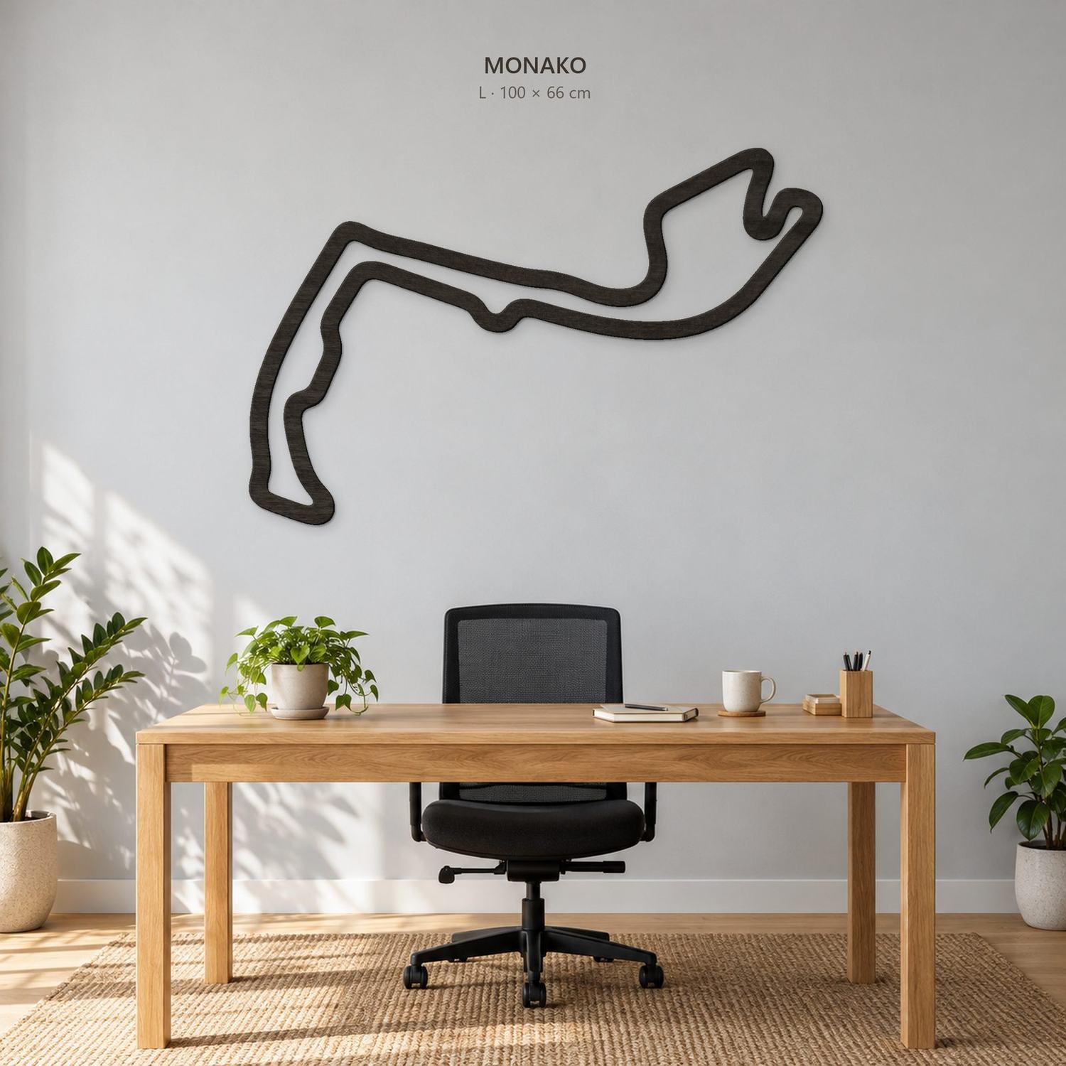 Monako - drewniana mapa toru na ścianę