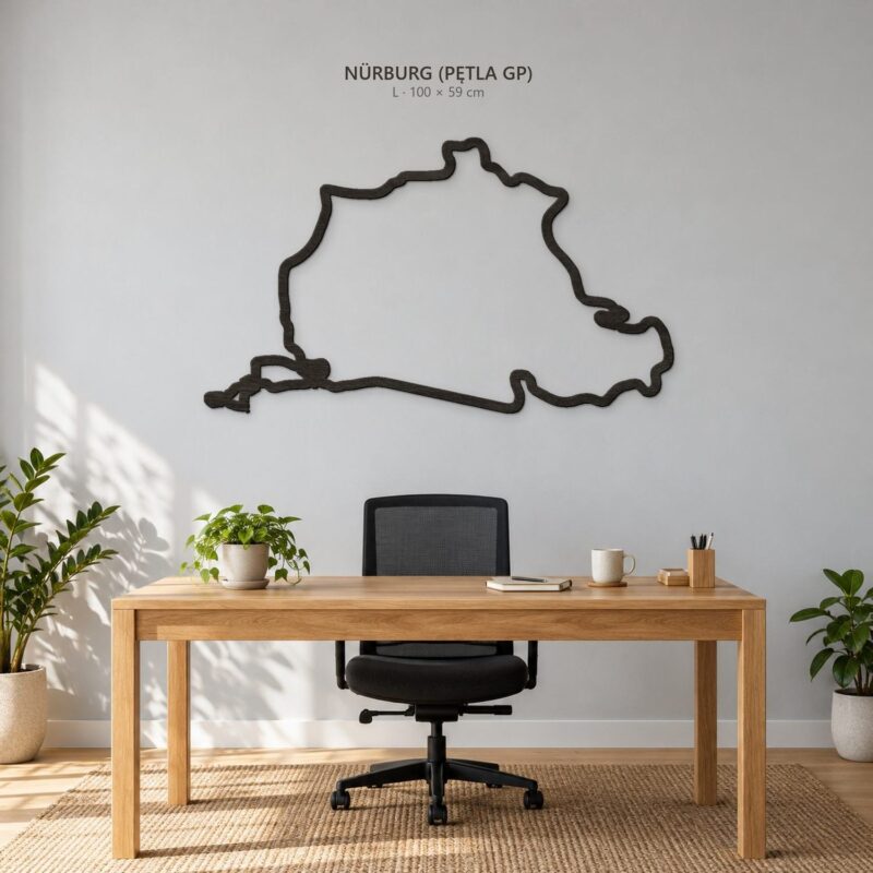 Nürburg (pętla GP) - drewniana mapa toru na ścianę