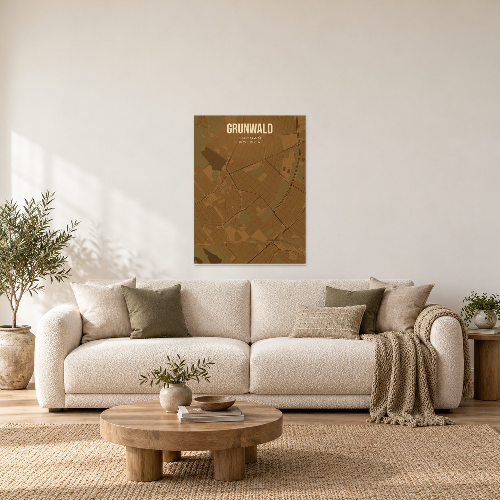 Grunwald (Poznań) - plakat nad sofą w salonie