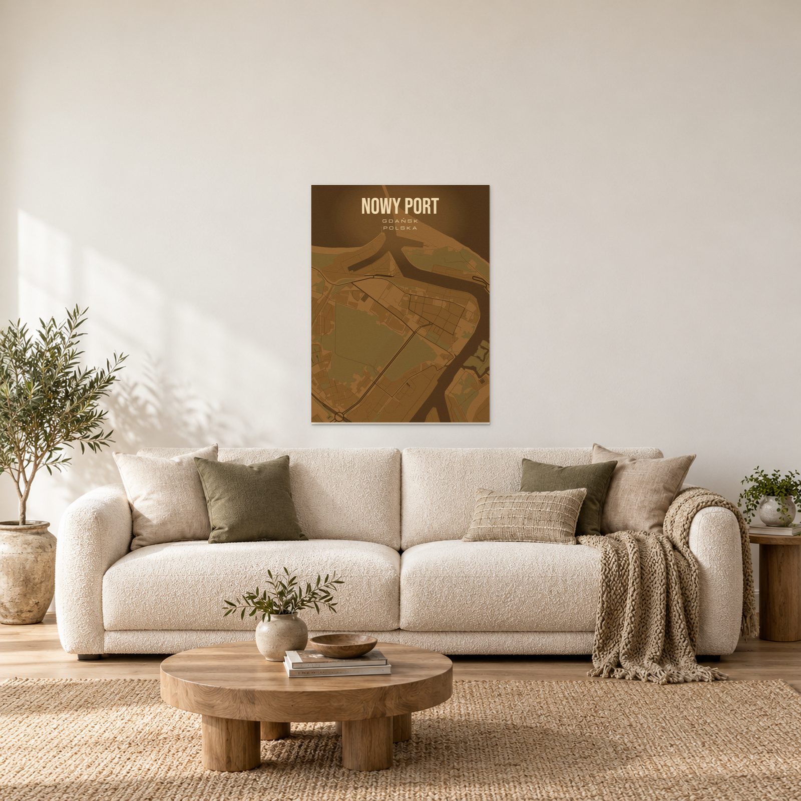 Nowy Port (Gdańsk) - plakat nad sofą w salonie