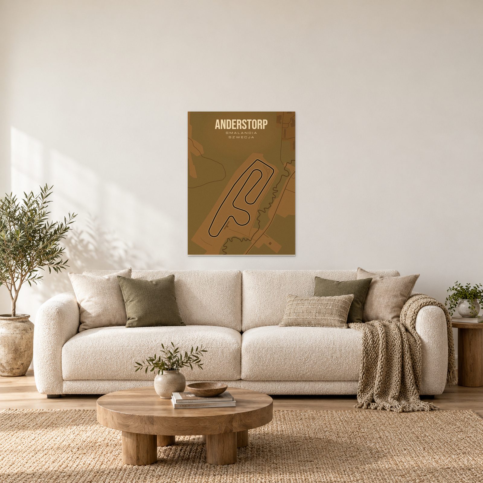 Anderstorp - plakat nad sofą w salonie