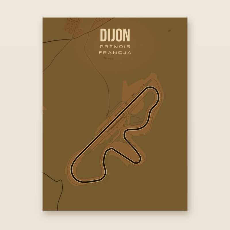 Plakat z mapą - Dijon - plakat z mapą toru, brązowy styl, bez ramy