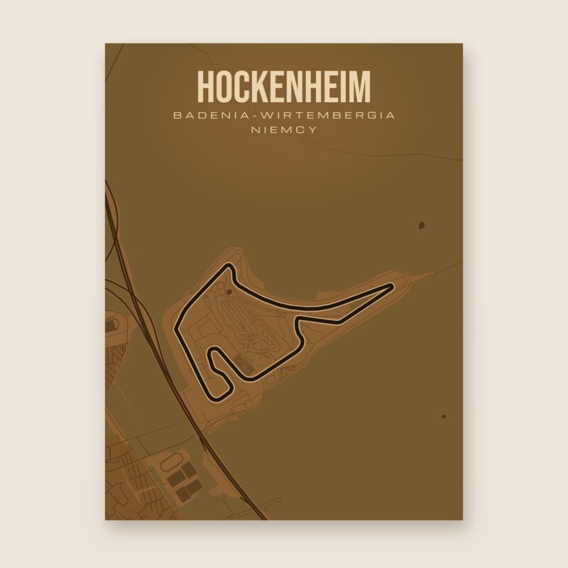 Plakat z mapą - Hockenheim - plakat z mapą toru, brązowy styl, bez ramy