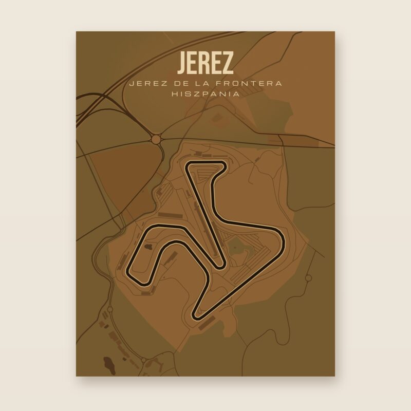 Plakat z mapą - Jerez - plakat z mapą toru, brązowy styl, bez ramy