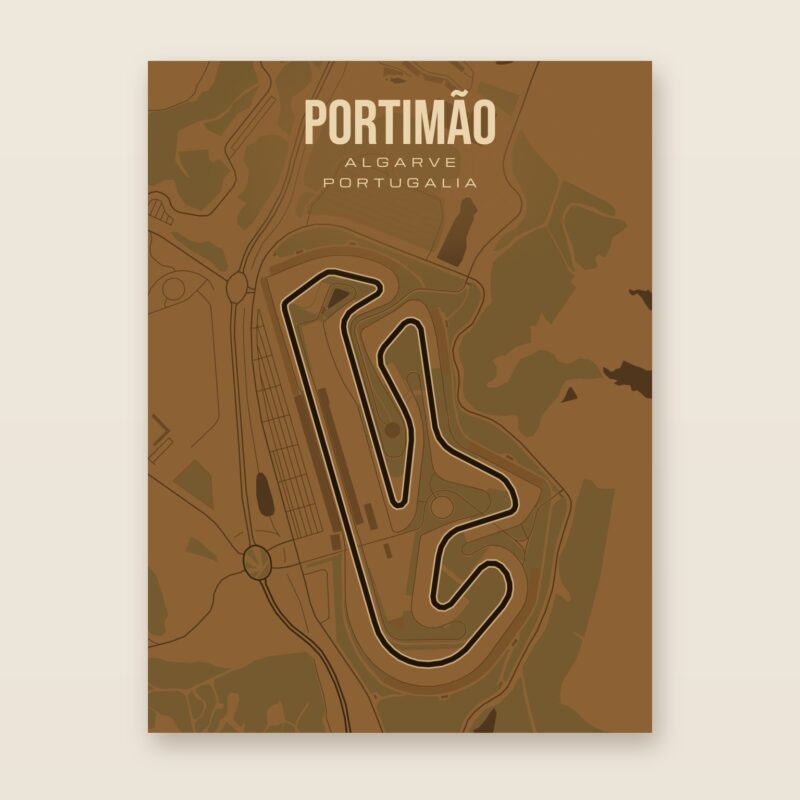 Plakat z mapą - Portimão - plakat z mapą toru, brązowy styl, bez ramy