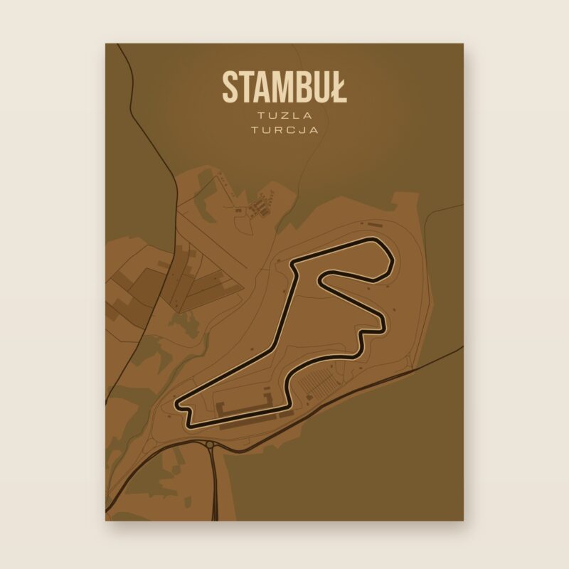 Plakat z mapą - Stambuł - plakat z mapą toru, brązowy styl, bez ramy