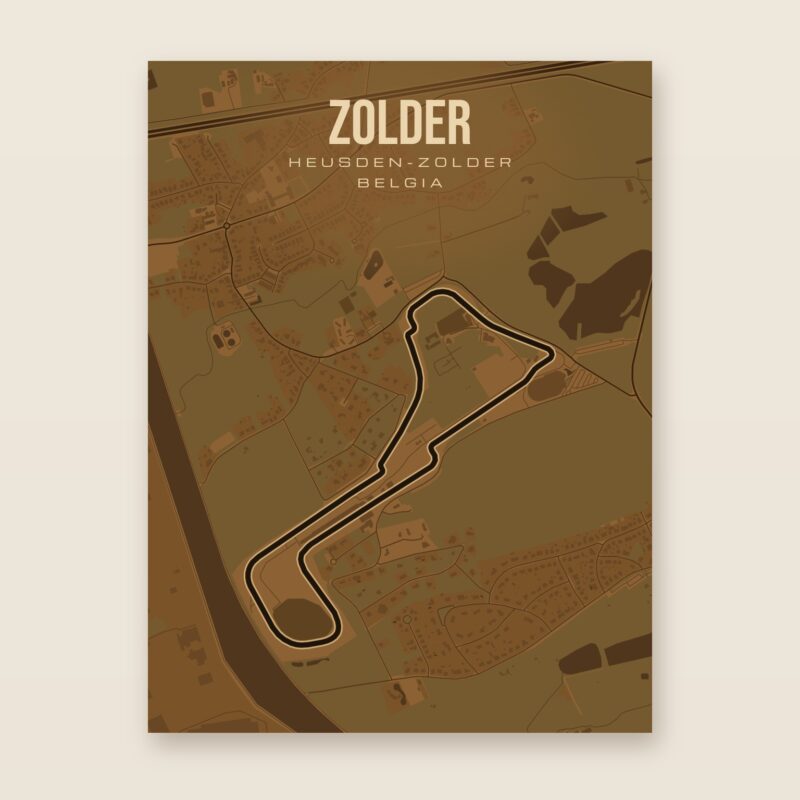 Plakat z mapą - Zolder - plakat z mapą toru, brązowy styl, bez ramy