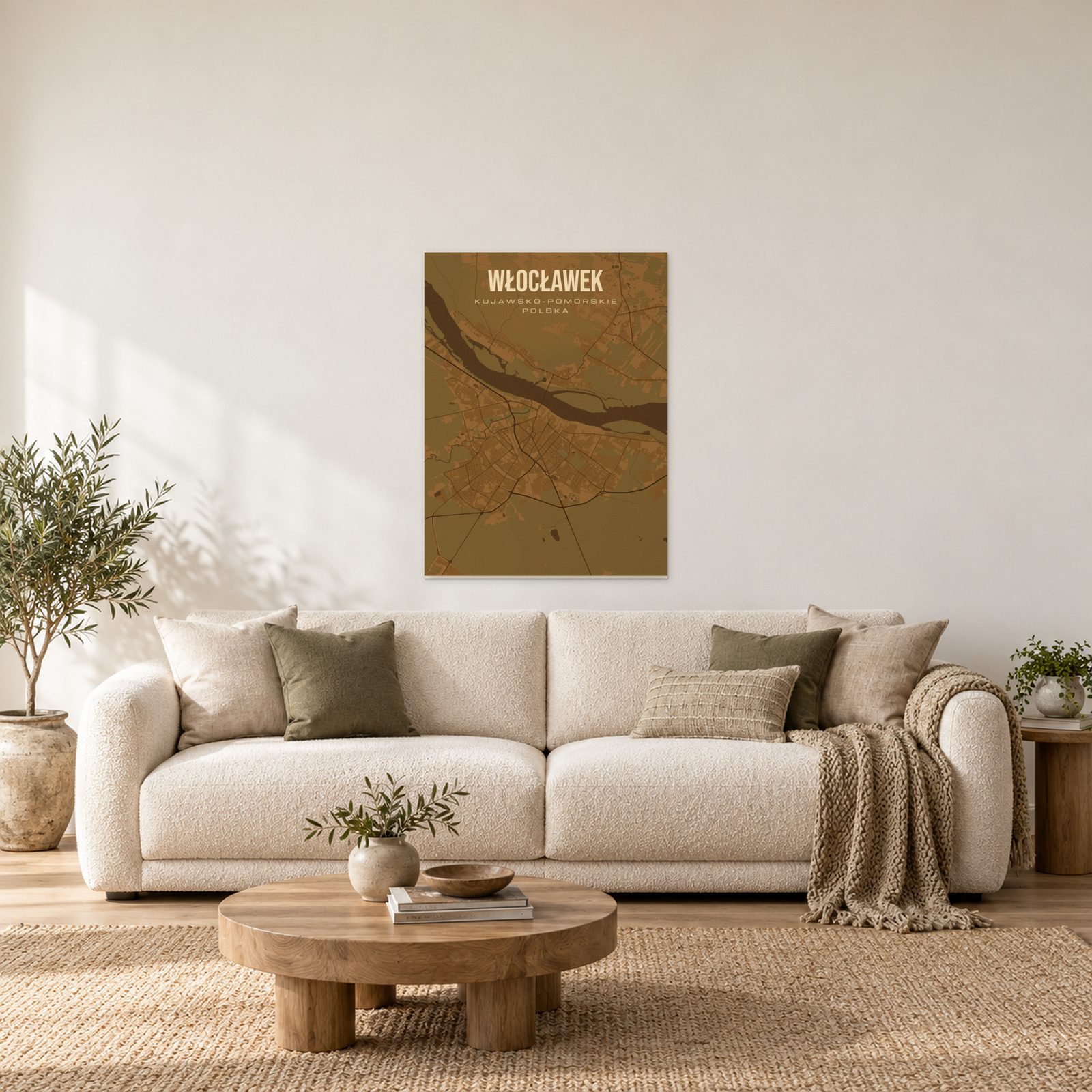 Włocławek - plakat nad sofą w salonie