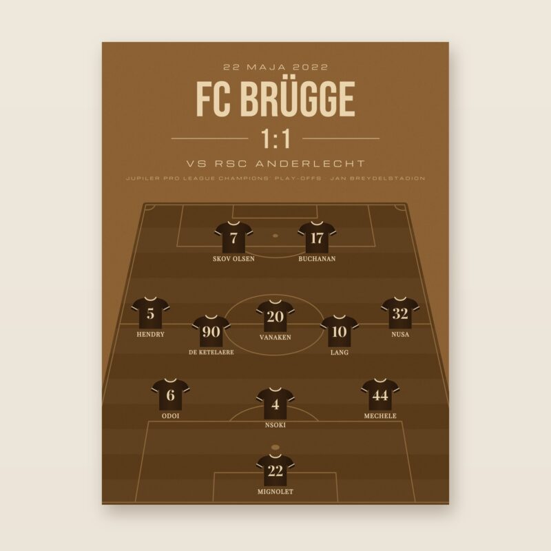 Liga belgijska - plakat ze składem meczu