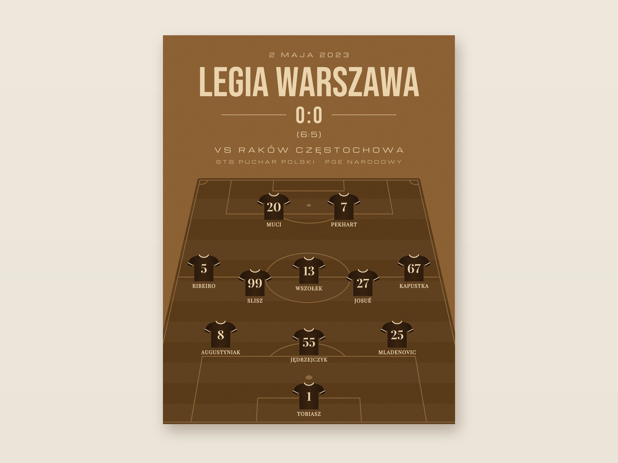 Liga polska - plakat ze składem meczu