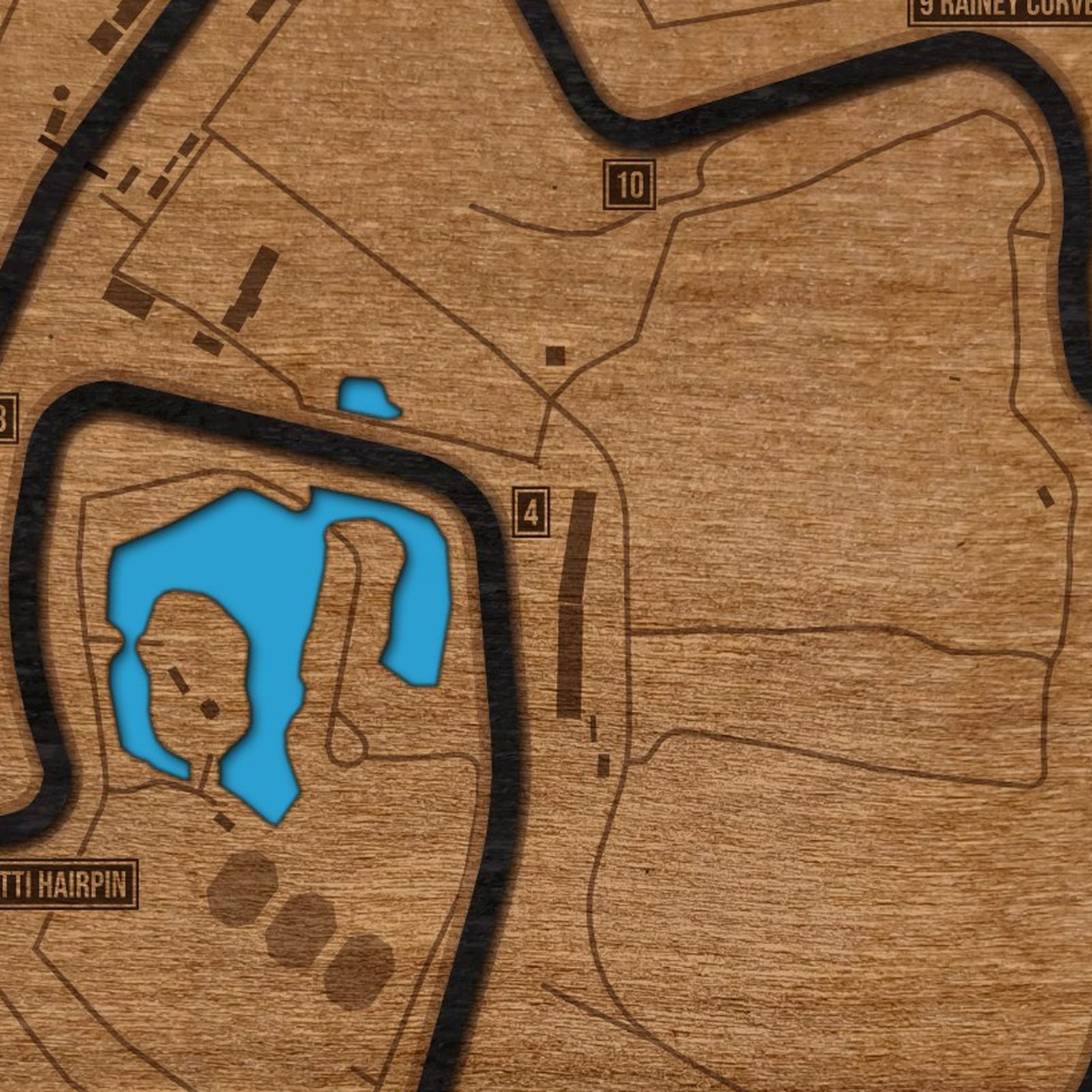 Laguna Seca - zbliżenie na grawer w ramce